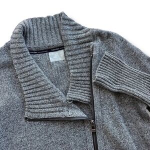 Calvin Klein Performance Women's Lg. Gray Ribbed Asymmetric Zip Cardigan Sweater